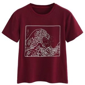 Romwe Wave Print Tee